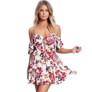 Lovers + Friends Revolve Dress Women's Size Small Feminine Floral White & Red